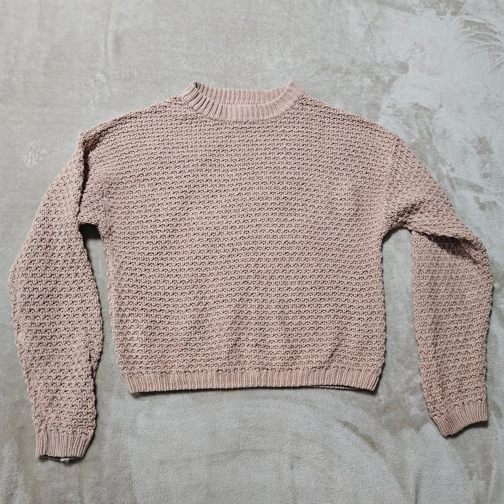 Universal Thread Womens Textured Popcorn Knit Mock Neck Sweater Blush Mauve M
